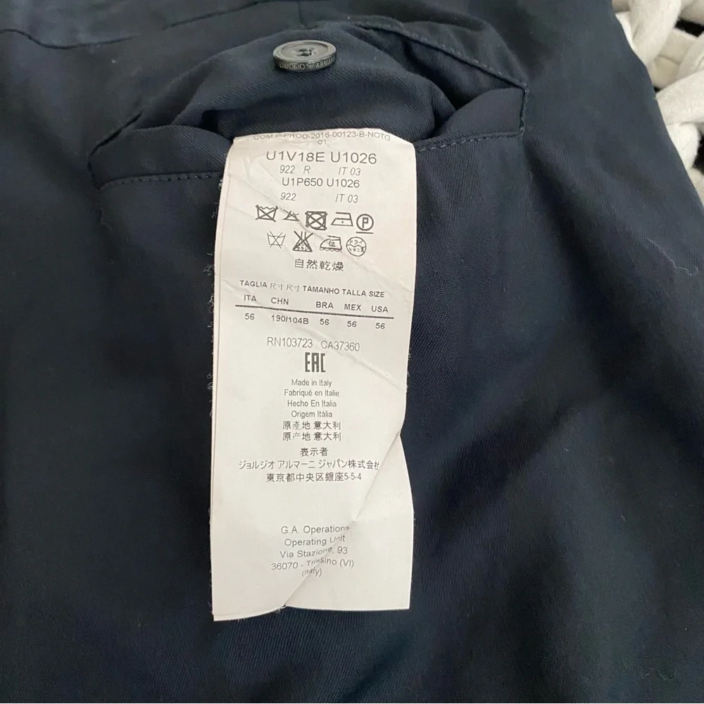 Emporio Armani Men’s Herren Dress Pants Size US 46 100% Virgin Wool Designer
